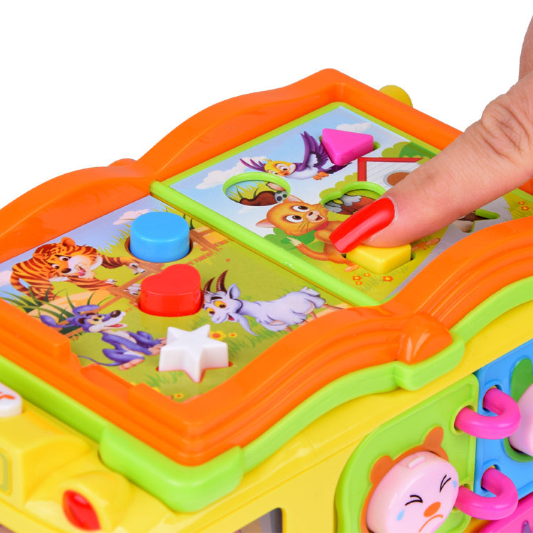 Hola Keep Me Busy School Bus Toy – Interactive Musical Light & Sound Bus with Puzzle Doors, Animal Sounds & Obstacle Avoidance | Early Learning Toy for Toddlers 12M+ | Model No. 796 | Multi-Sensory Play & Cognitive Development