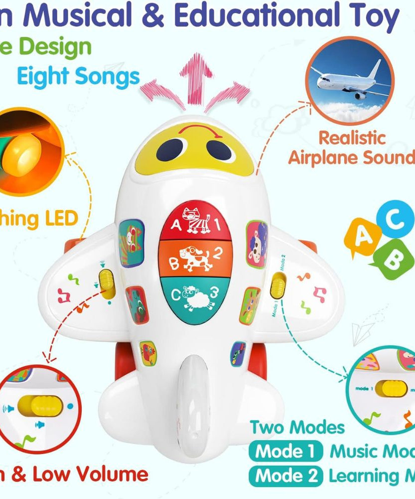 Hola Bump 'n Go Learning Plane with Realistic Sounds, Lights, and Educational Modes - MINIMEE KIDS
