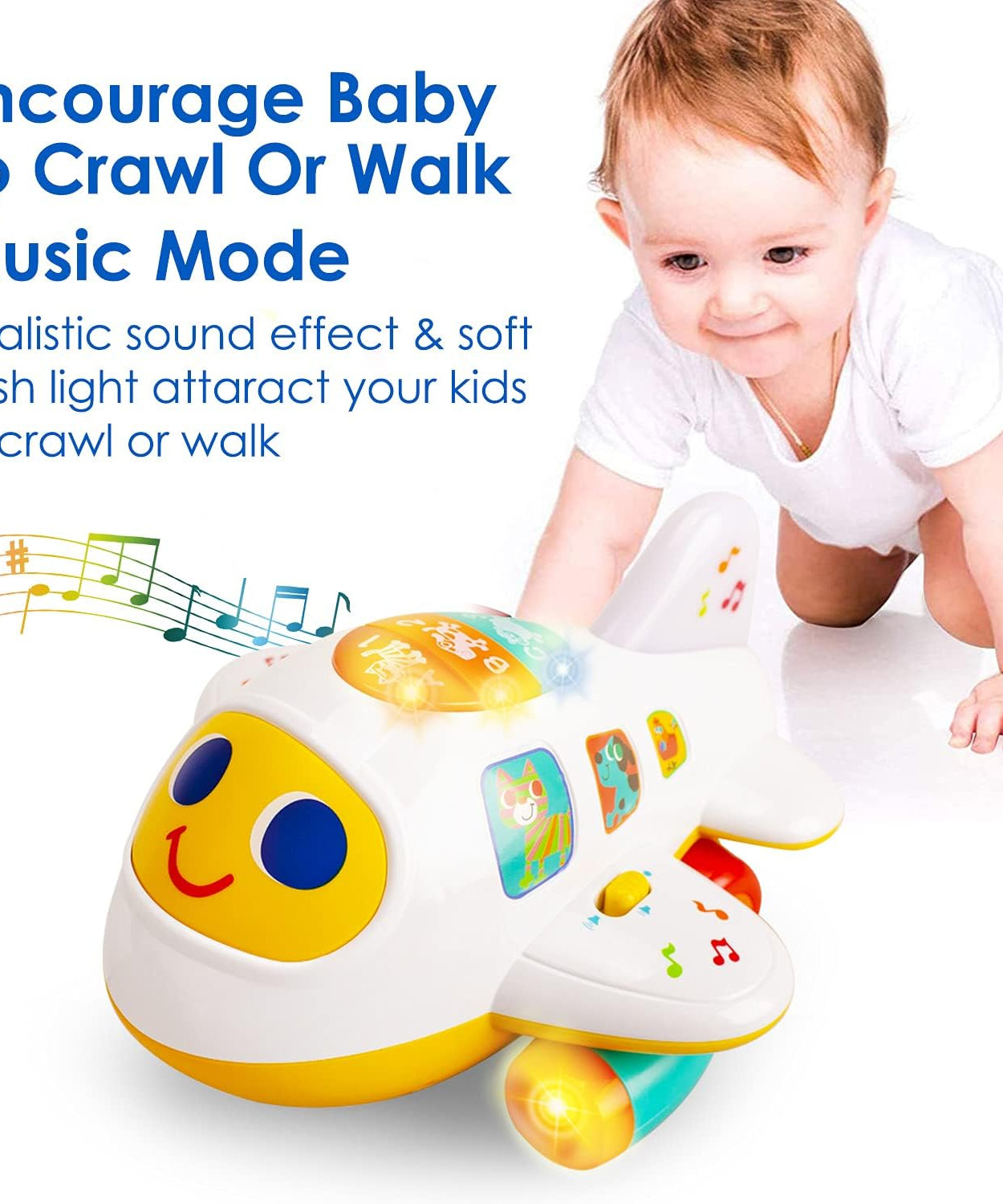 Hola Bump 'n Go Learning Plane with Realistic Sounds, Lights, and Educational Modes - MINIMEE KIDS