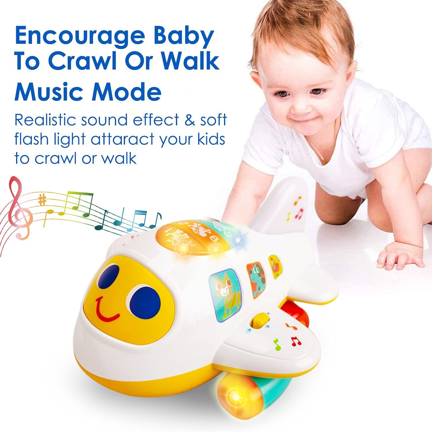 Hola Bump 'n Go Learning Plane with Realistic Sounds, Lights, and Educational Modes - MINIMEE KIDS