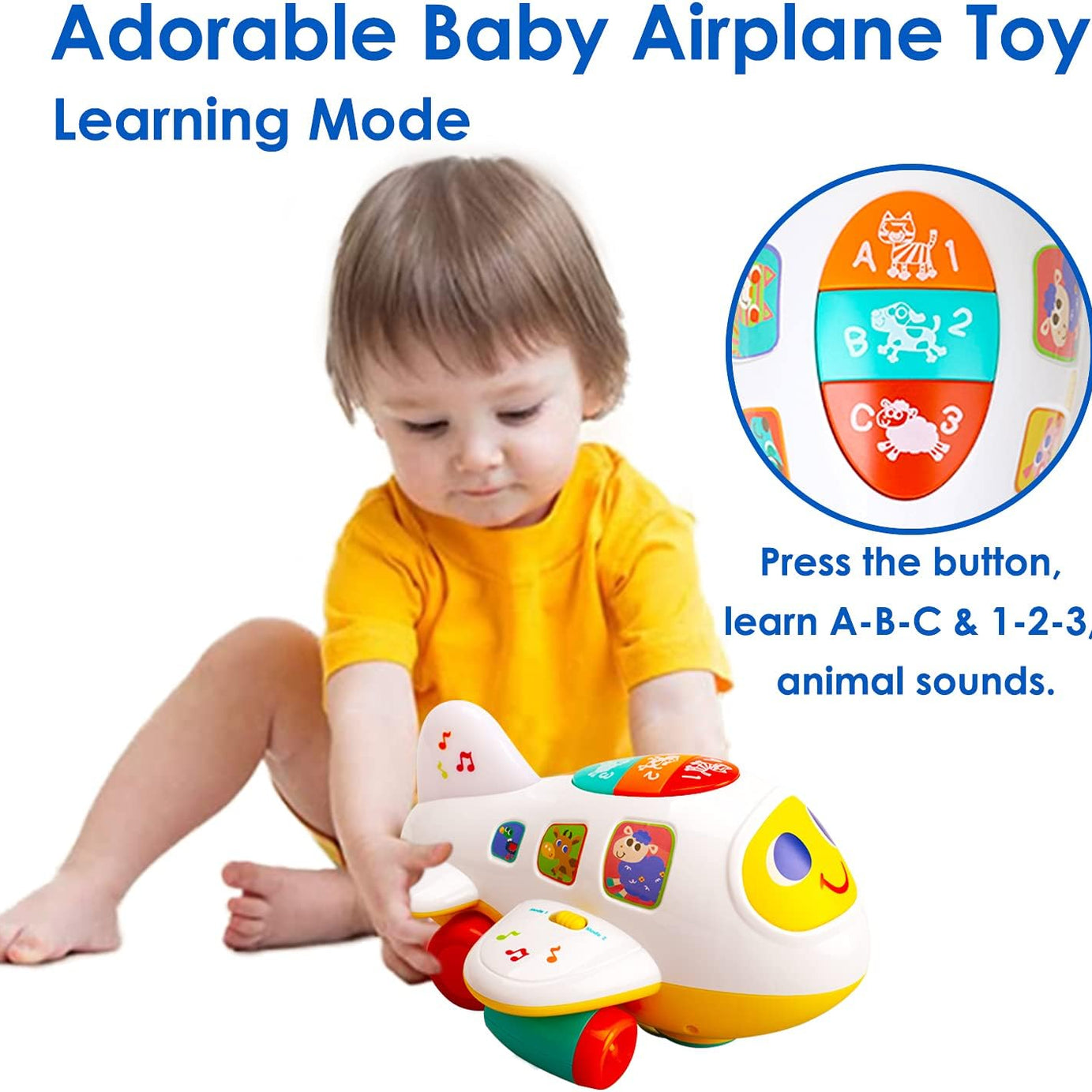 Hola Bump 'n Go Learning Plane with Realistic Sounds, Lights, and Educational Modes - MINIMEE KIDS