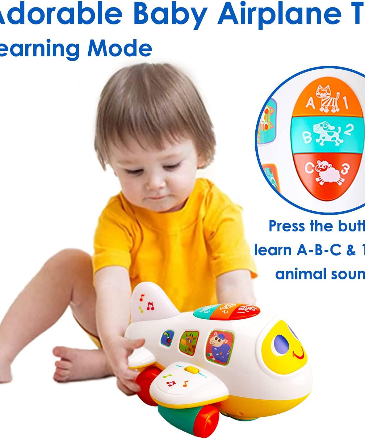 Hola Bump 'n Go Learning Plane with Realistic Sounds, Lights, and Educational Modes - MINIMEE KIDS