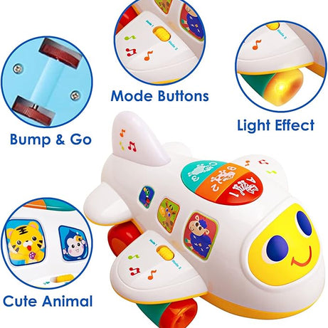 Hola Bump 'n Go Learning Plane with Realistic Sounds, Lights, and Educational Modes - MINIMEE KIDS