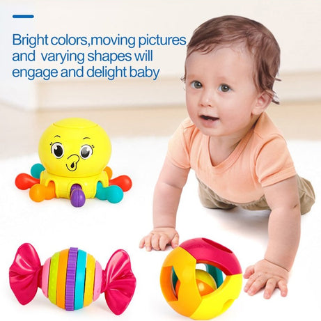 Hola Toys 6-Piece Baby Rattle Set | Sensory & Educational Development Toy for Infants | BPA-Free Colorful Rattles with Sounds, Textures & Shapes for Babies 3+ Months | Print & Color May Vary