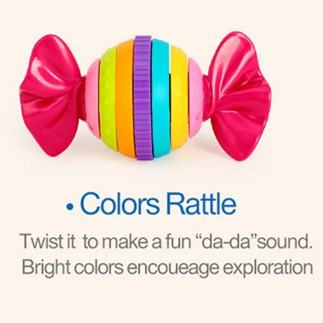 Hola Toys 6-Piece Baby Rattle Set | Sensory & Educational Development Toy for Infants | BPA-Free Colorful Rattles with Sounds, Textures & Shapes for Babies 3+ Months | Print & Color May Vary