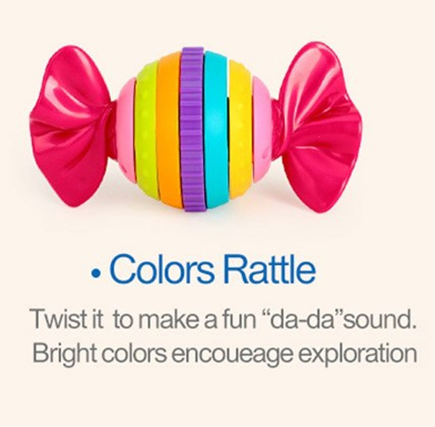 Hola Toys 6-Piece Baby Rattle Set | Sensory & Educational Development Toy for Infants | BPA-Free Colorful Rattles with Sounds, Textures & Shapes for Babies 3+ Months | Print & Color May Vary