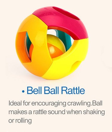 Hola Toys 6-Piece Baby Rattle Set | Sensory & Educational Development Toy for Infants | BPA-Free Colorful Rattles with Sounds, Textures & Shapes for Babies 3+ Months | Print & Color May Vary