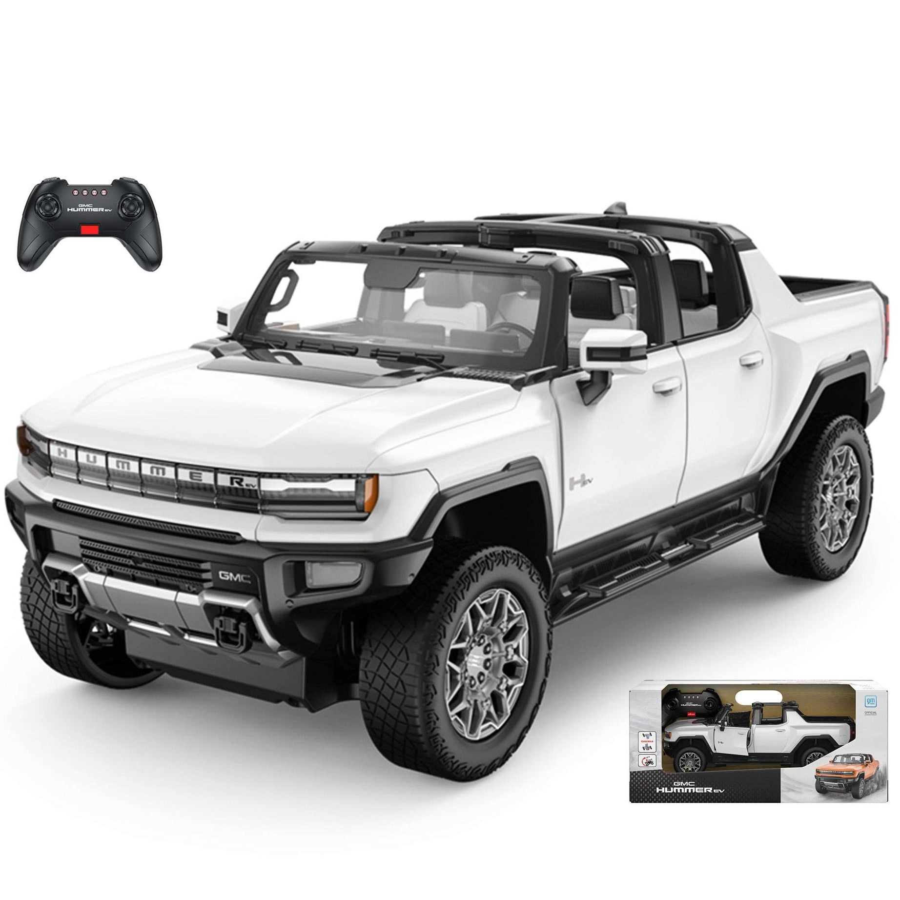 GMC Hummer EV RC Car 1/16 Scale | Licensed Remote Control Toy with Open Doors, Working LED Lights, Phone Holder, and Unique Crab Walking Mode by Rastar | Perfect Gift for Kids and Collectors