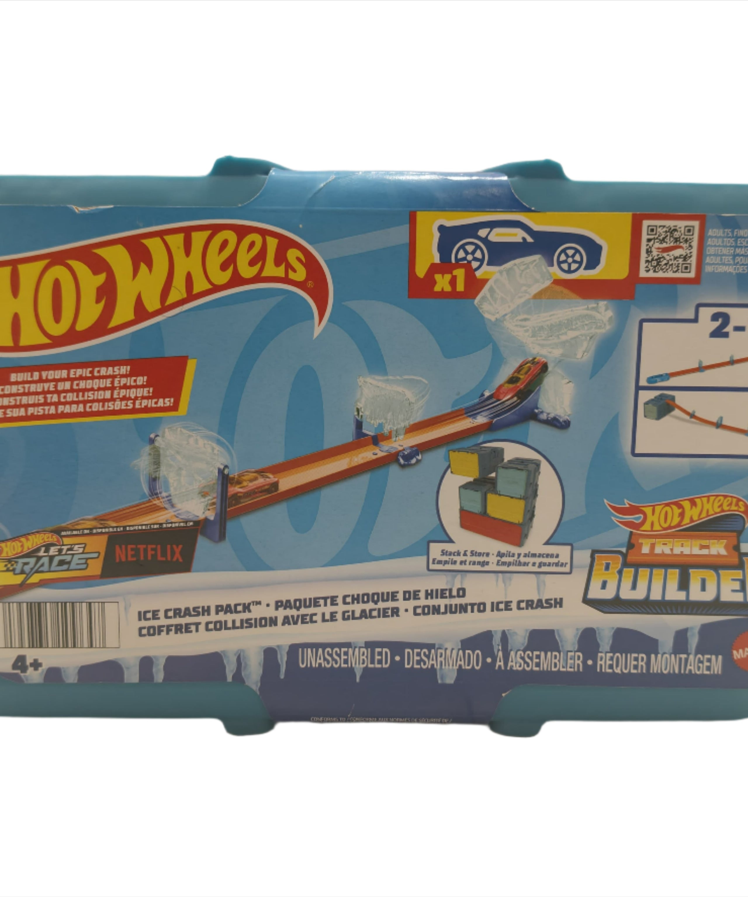 Hot Wheels Track Builder Ice Crash Pack - Build Your epic Crash Unassembled Track Set for 4+ Years - MINIMEE KIDS