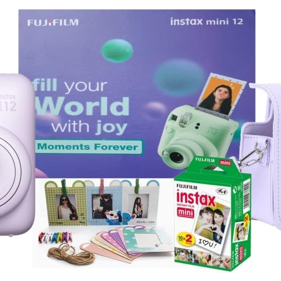 Fujifilm Instax Mini 12 Moments Forever Camera & Accessories - Instant Memories with 20 Films and Cute Carrying Case