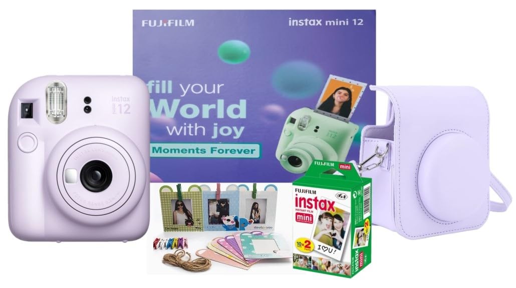 Fujifilm Instax Mini 12 Moments Forever Camera & Accessories - Instant Memories with 20 Films and Cute Carrying Case