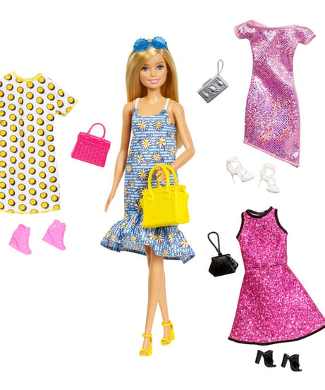 Barbie Doll & Fashions Accessories | JCR80 - 4 Trendy Outfits, Shoes & Purses for Mix & Match Play, Ages 3+