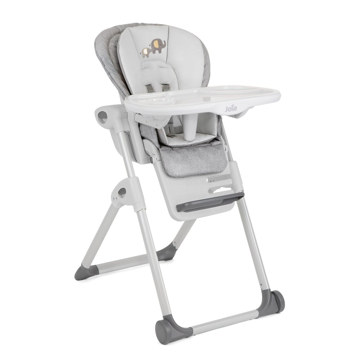 Joie Mimzy Recline High Chair - 7 Height Levels & 5 Recline Angles | Foldable Feeding Chair for Babies & Toddlers (0–15kg) | Elephant Duo Pattern