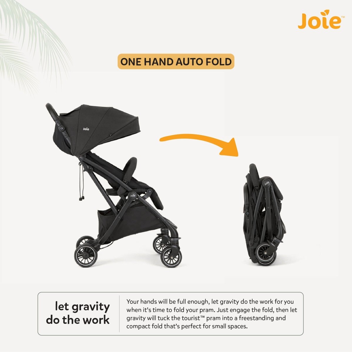 Joie Tourist Lightweight Baby Stroller – Flat Reclining Seat | One-Hand Fold | Travel System Compatible with Rain Cover, Travel Bag & Adapters | Lightweight Stroller for 0 to 3 Years (Upto 15Kg) – Shale