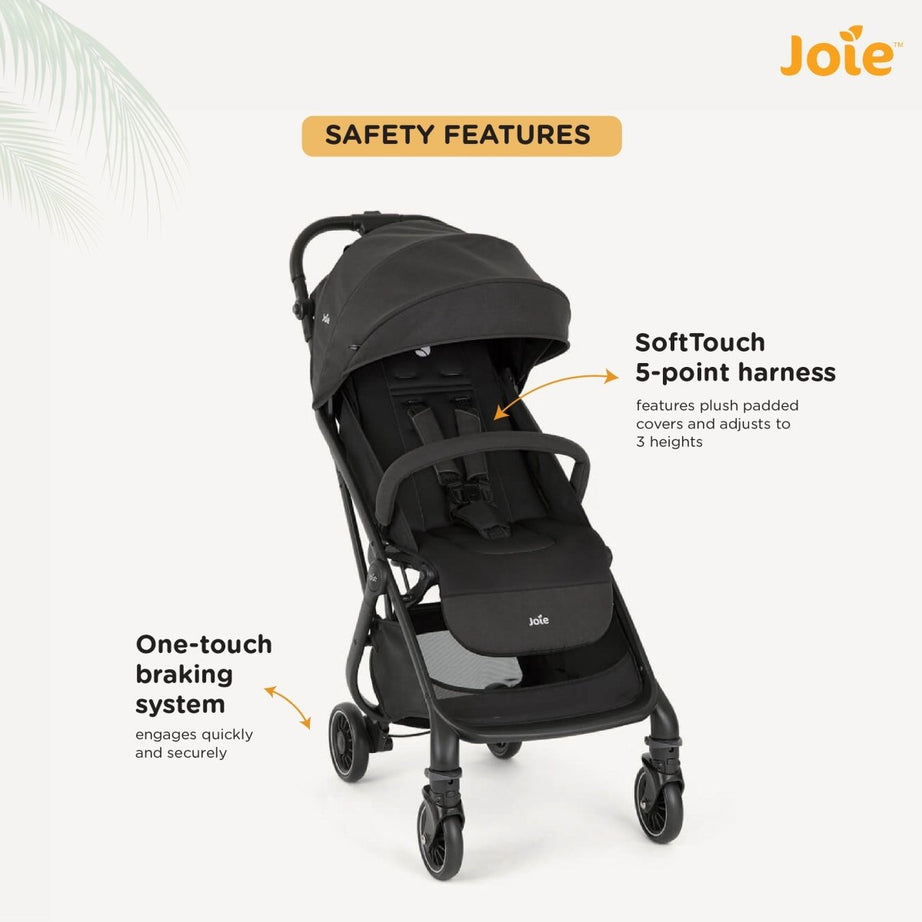 Joie Tourist Lightweight Baby Stroller – Flat Reclining Seat | One-Hand Fold | Travel System Compatible with Rain Cover, Travel Bag & Adapters | Lightweight Stroller for 0 to 3 Years (Upto 15Kg) – Shale