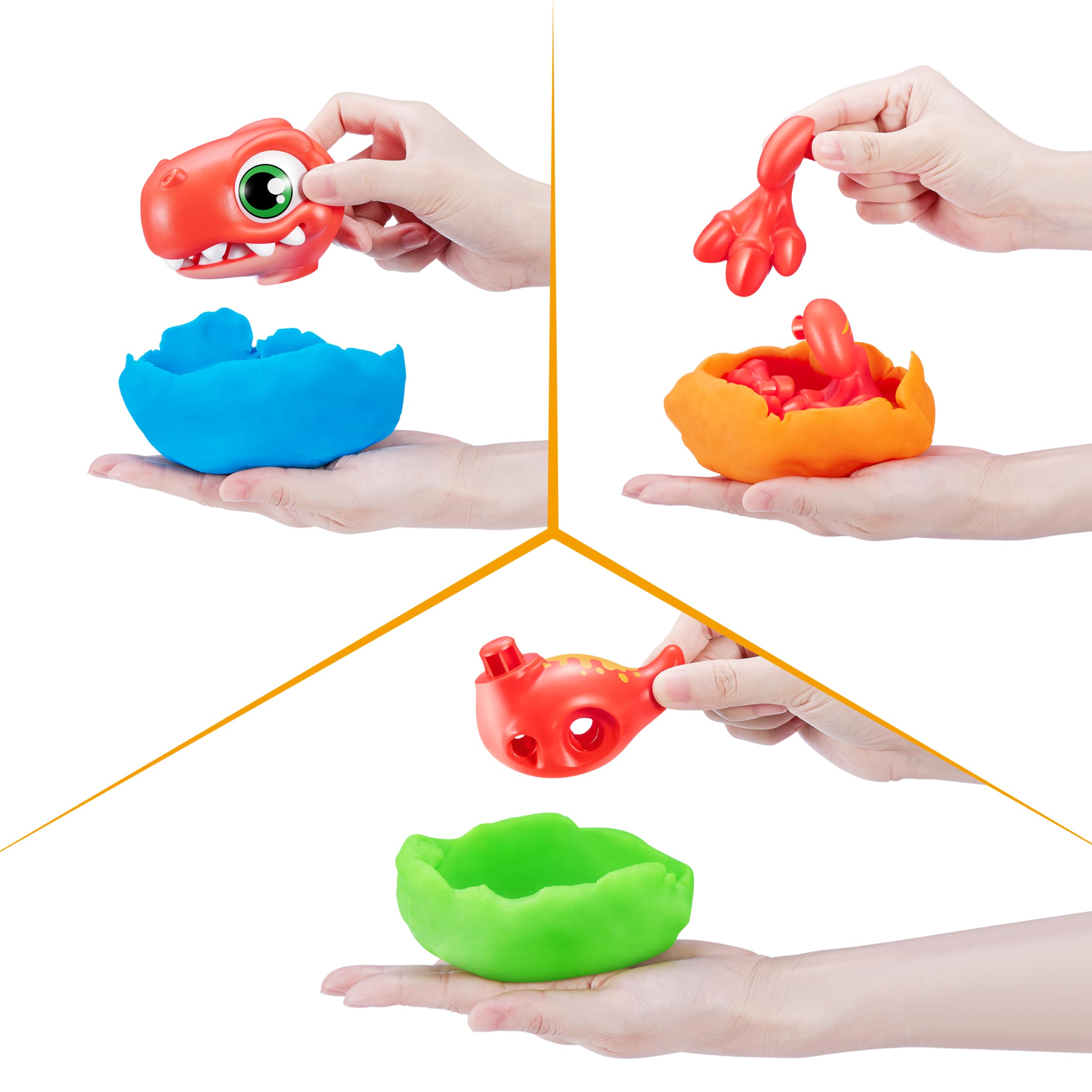 Zuru Smashers Junior Dino Dig Egg - Mold & Make a Dino World - Smash, Build & Learn - 25pc Toy Dough Set with 4 Colors (250g Each)