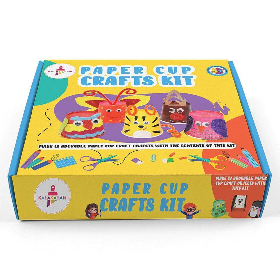 Kalakaram Paper Cup Crafts Kit for Ages 5+ Years | Create 12 Adorable Craft Objects | Includes Glue, Googly Eyes, Felt Cutouts, Paints & More