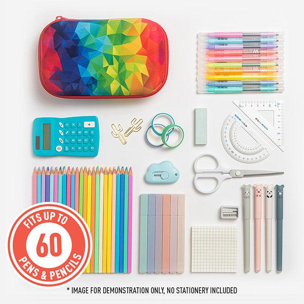 ZIPIT Large Hardtop Pencil Case for Kids, Teens & Artists – 60 Pen Capacity Crack-Proof Stationery Box, Machine Washable Marker & Colored Pencil Organizer (Kaleidoscope & Colorful Leaves)
