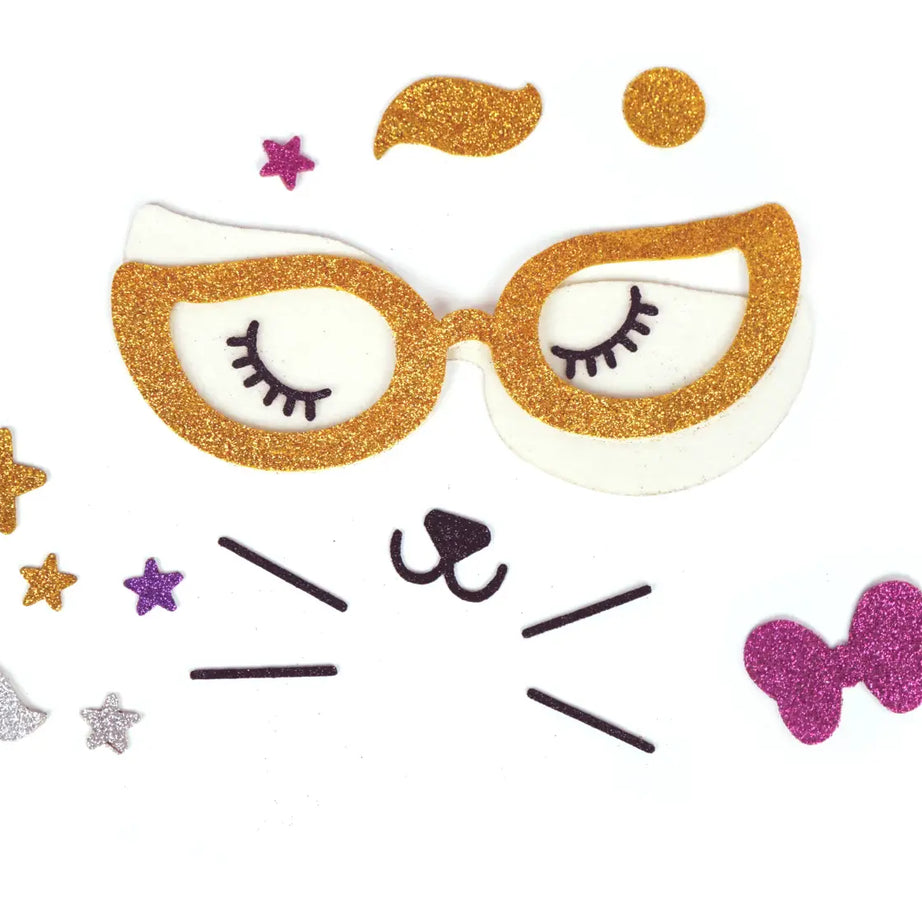 Bloomingo DIY Kitty Sling Bag Kit for Kids – 34-Piece Craft Set with Felt Stickers, Plastic Needle & Yarn – Fun Sewing & Decorating Activity for Creative Play | Ages 4+