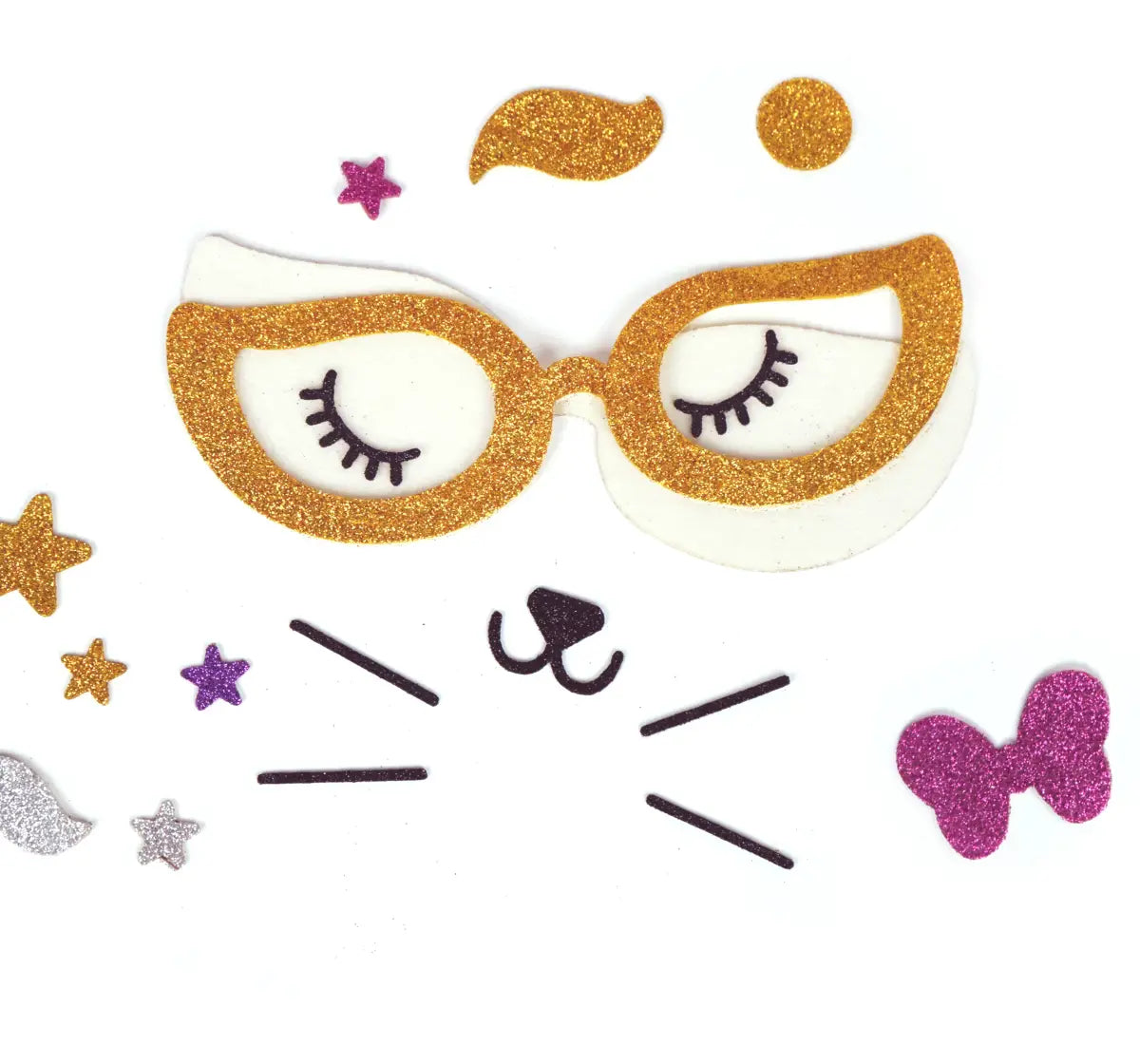 Bloomingo DIY Kitty Sling Bag Kit for Kids – 34-Piece Craft Set with Felt Stickers, Plastic Needle & Yarn – Fun Sewing & Decorating Activity for Creative Play | Ages 4+