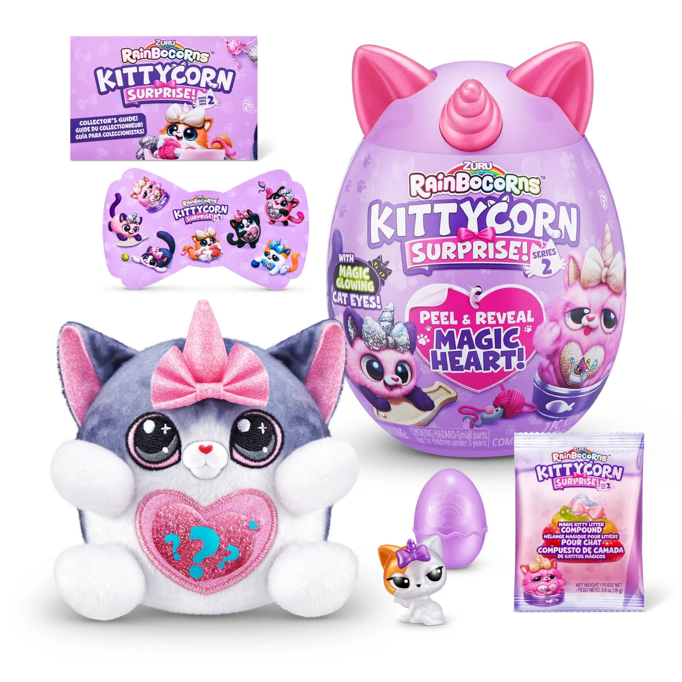 Rainbocorns Kittycorn Surprise Series 2, Starla the American Short Hair Cat - Collectible Plush with 10 Surprises to Unbox, Peel and Reveal Heart, Stickers, Ages 3+