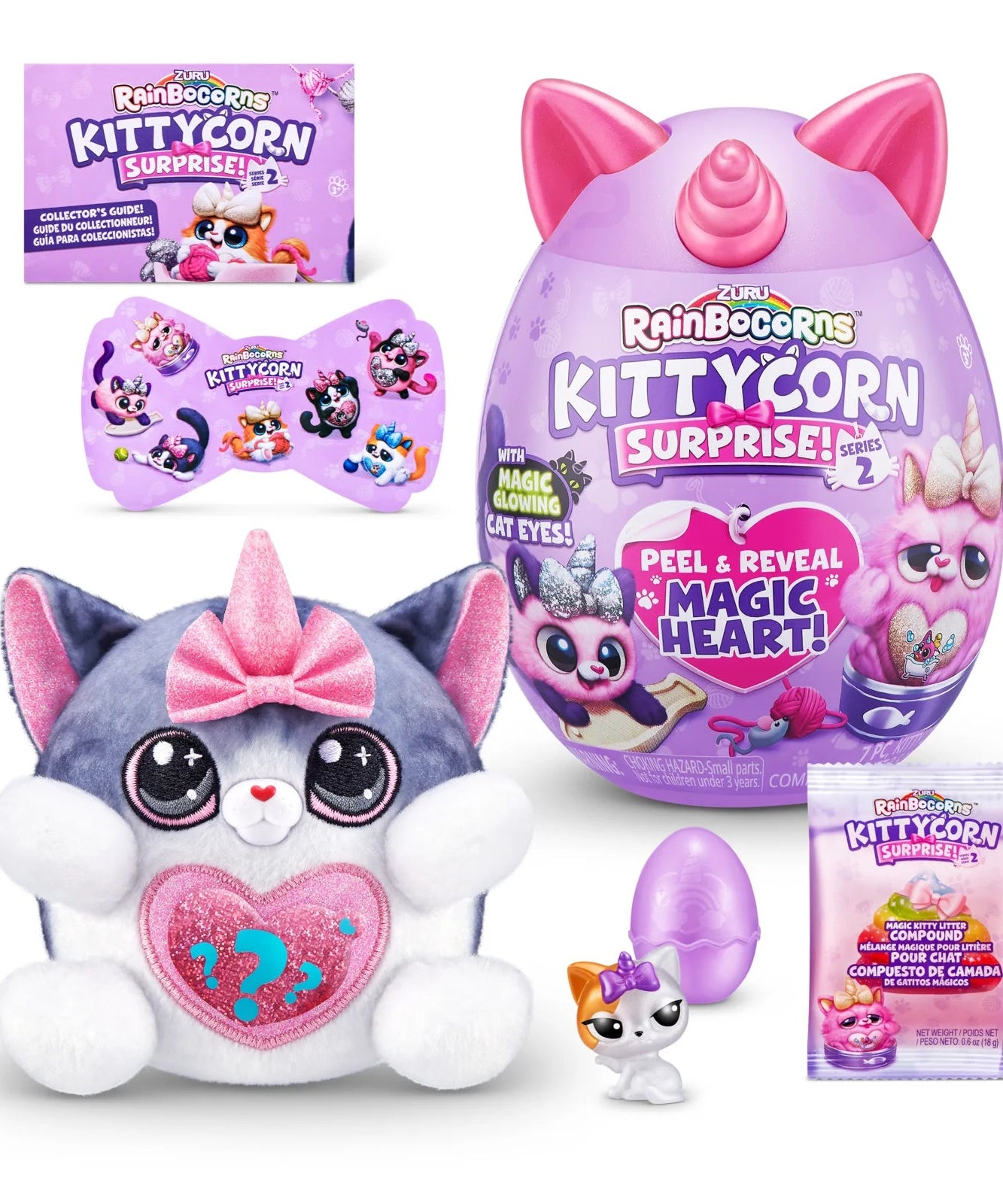 Rainbocorns Kittycorn Surprise Series 2, Starla the American Short Hair Cat - Collectible Plush with 10 Surprises to Unbox, Peel and Reveal Heart, Stickers, Ages 3+