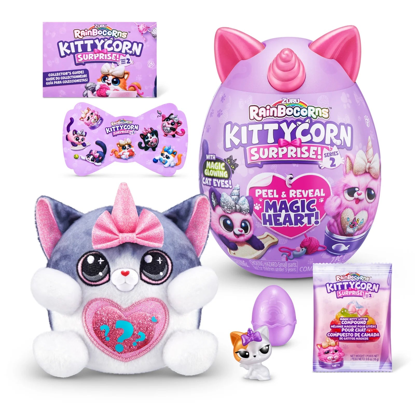 Rainbocorns Kittycorn Surprise Series 2, Starla the American Short Hair Cat - Collectible Plush with 10 Surprises to Unbox, Peel and Reveal Heart, Stickers, Ages 3+