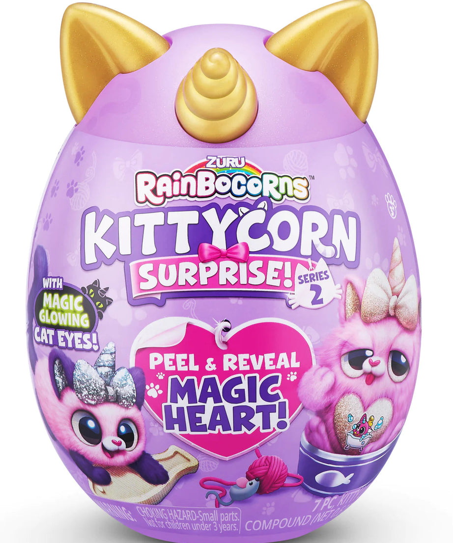 Rainbocorns Kittycorn Surprise Series 2, Starla the American Short Hair Cat - Collectible Plush with 10 Surprises to Unbox, Peel and Reveal Heart, Stickers, Ages 3+