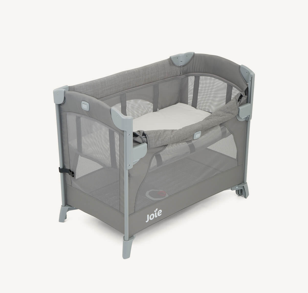 Joie Kubbie Sleep Bedside Crib & Compact Travel Cot - Foggy Grey - 0 to 36 Months - MINIMEE KIDS