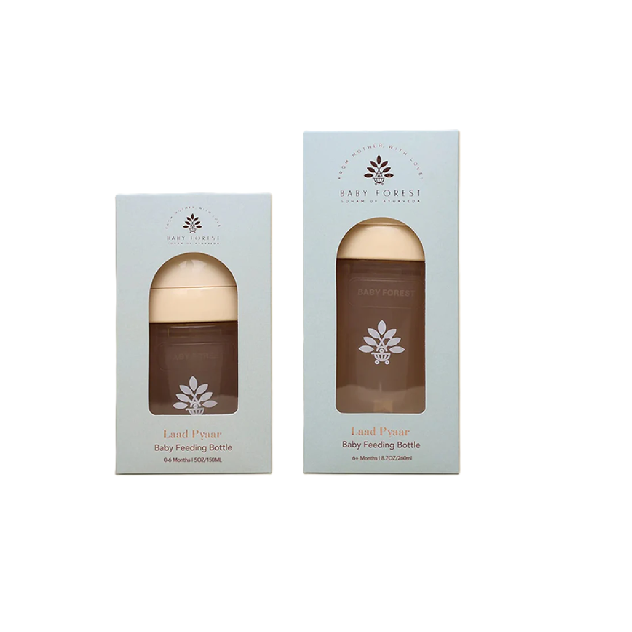 Baby Forest Laad Pyaar Baby Feeding Bottles – Wide Neck, Anti-Colic, Heat Resistant, and Breastfeeding-Friendly (150ml & 260ml)