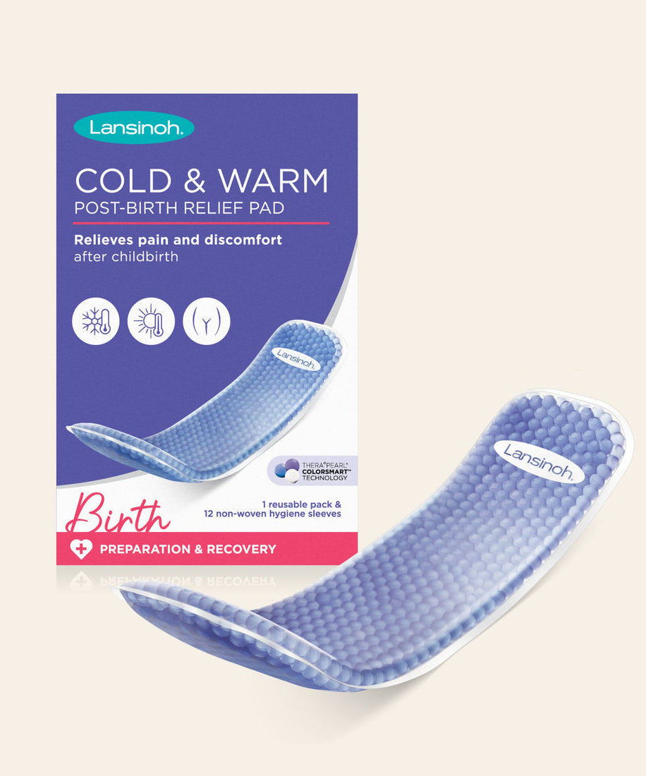 Lansinoh Cold & Warm Post-Birth Relief Pad – Reusable Gel Pack with Thera°Pearl® ColorSmart™ Technology | Dual Use for Perineal, Haemorrhoidal, and C-Section Relief | Includes 12 Hygiene Sleeves