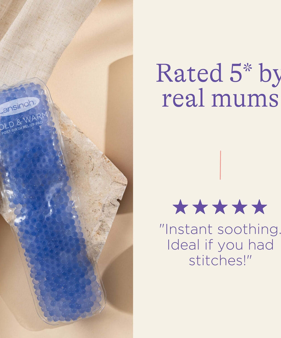 Lansinoh Cold & Warm Post-Birth Relief Pad – Reusable Gel Pack with Thera°Pearl® ColorSmart™ Technology | Dual Use for Perineal, Haemorrhoidal, and C-Section Relief | Includes 12 Hygiene Sleeves