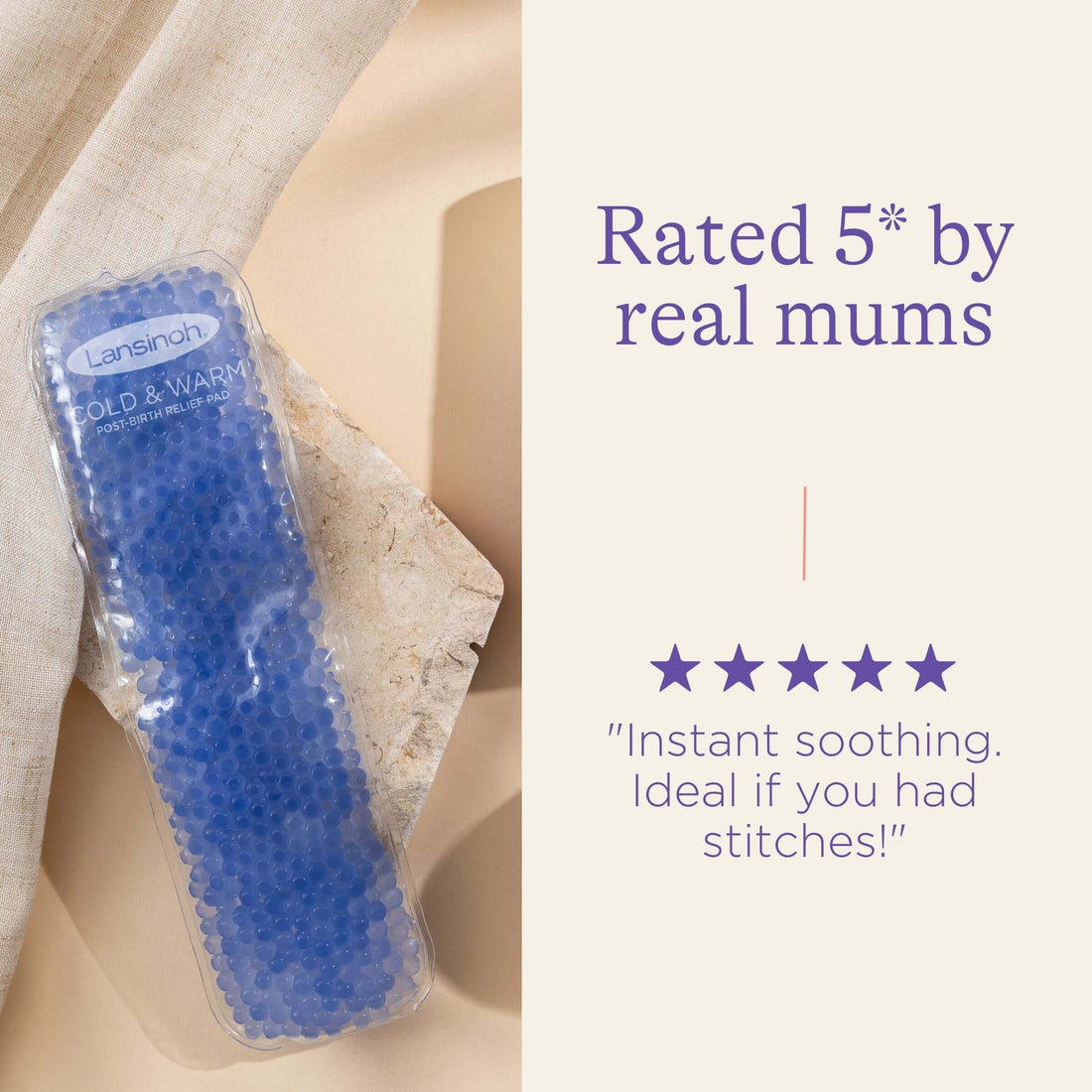 Lansinoh Cold & Warm Post-Birth Relief Pad – Reusable Gel Pack with Thera°Pearl® ColorSmart™ Technology | Dual Use for Perineal, Haemorrhoidal, and C-Section Relief | Includes 12 Hygiene Sleeves