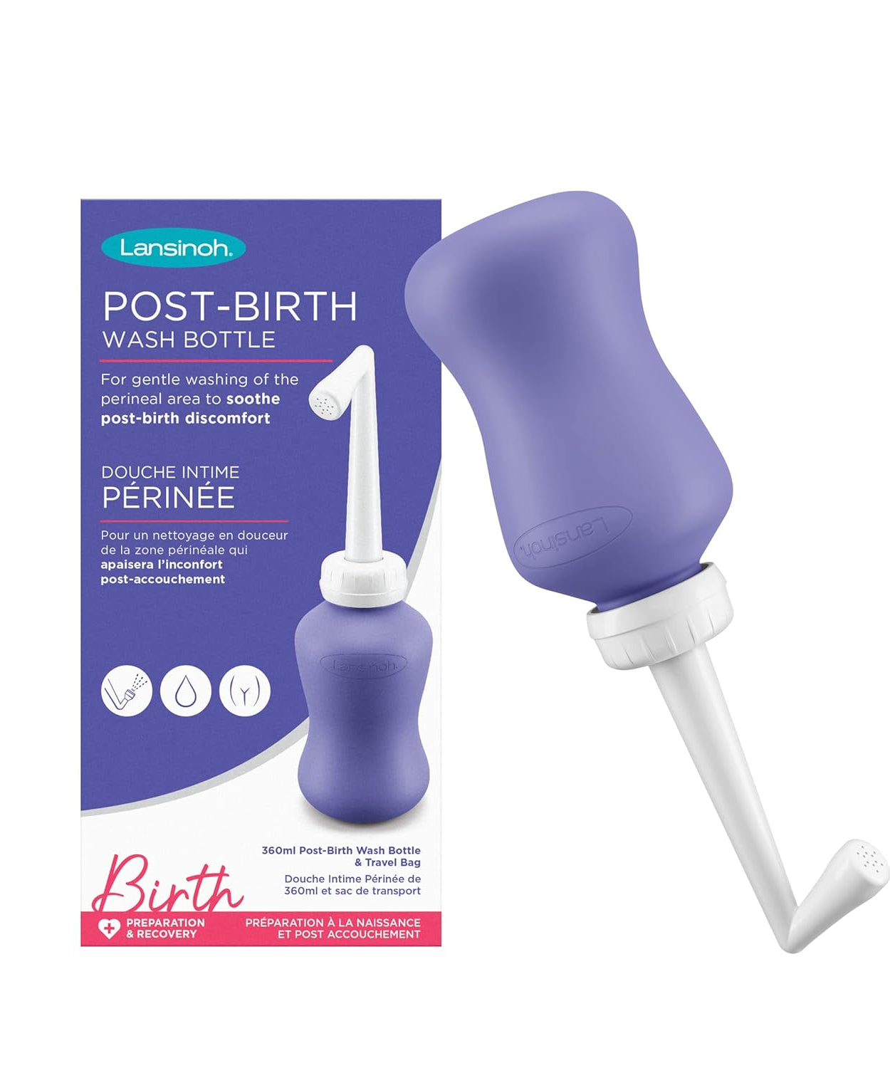 Lansinoh Postpartum Wash Bottle - Gentle Cleansing Care | Upside-Down Peri Bottle for Post-Birth Recovery & Hygiene | 360ml Hospital Bag Essential - MINIMEE KIDS