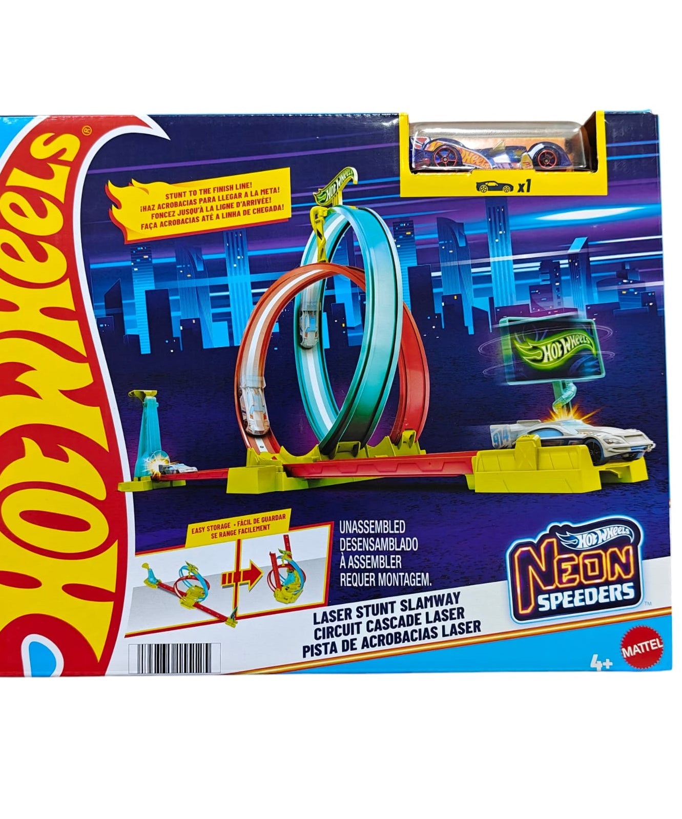 Hot Wheels Neon Speeders Laser Stunt Slamway Track Set | Stunt & Race with Double Inverted Loops, Neon-Themed Billboard & Easy Storage | Includes 1 Hot Wheels 1:64 Scale Car | 4+ Years html Copy Edit