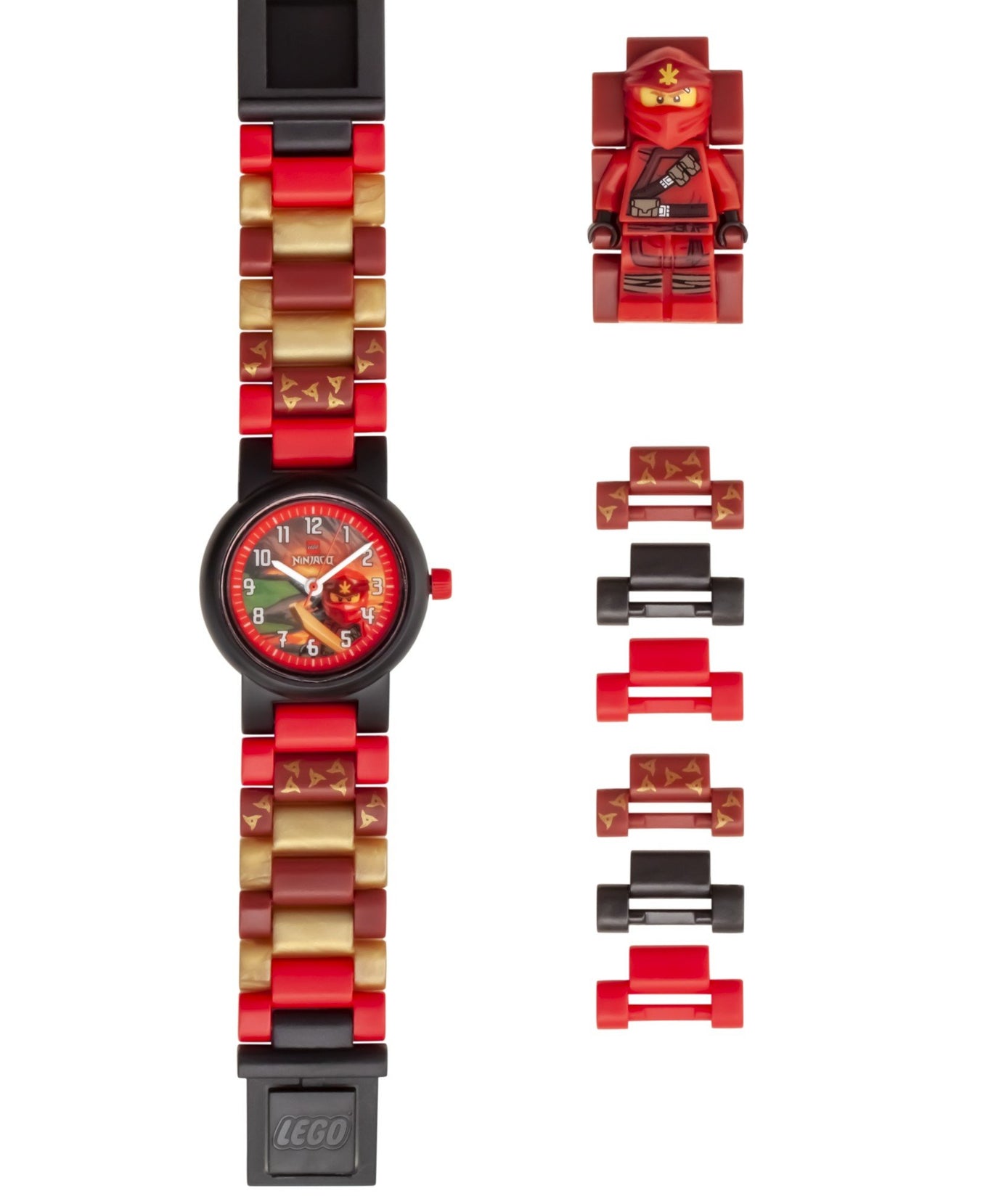 LEGO Ninjago 8021643 KAI Buildable Minifigure Link Watch, with Interchangeable Links, Analog Display, and Integrated Kai Minifigure, Water-Resistant Toy for Kids Aged 6+ (24 Pieces)