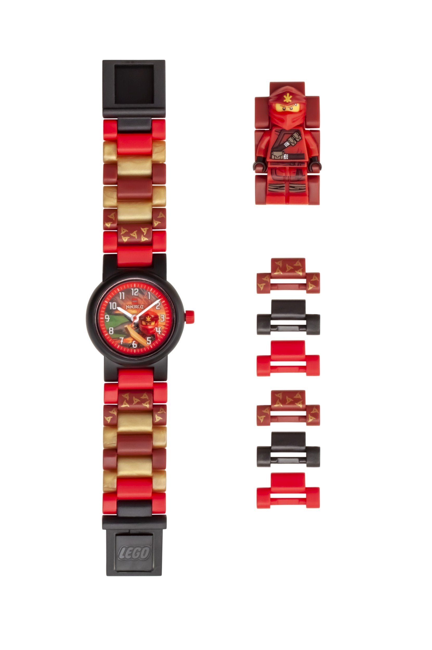 LEGO Ninjago 8021643 KAI Buildable Minifigure Link Watch, with Interchangeable Links, Analog Display, and Integrated Kai Minifigure, Water-Resistant Toy for Kids Aged 6+ (24 Pieces)