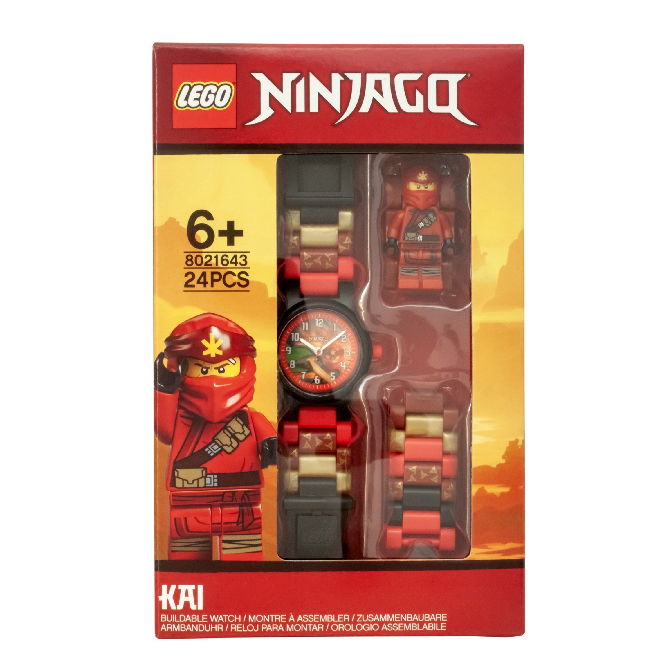 LEGO Ninjago 8021643 KAI Buildable Minifigure Link Watch, with Interchangeable Links, Analog Display, and Integrated Kai Minifigure, Water-Resistant Toy for Kids Aged 6+ (24 Pieces)