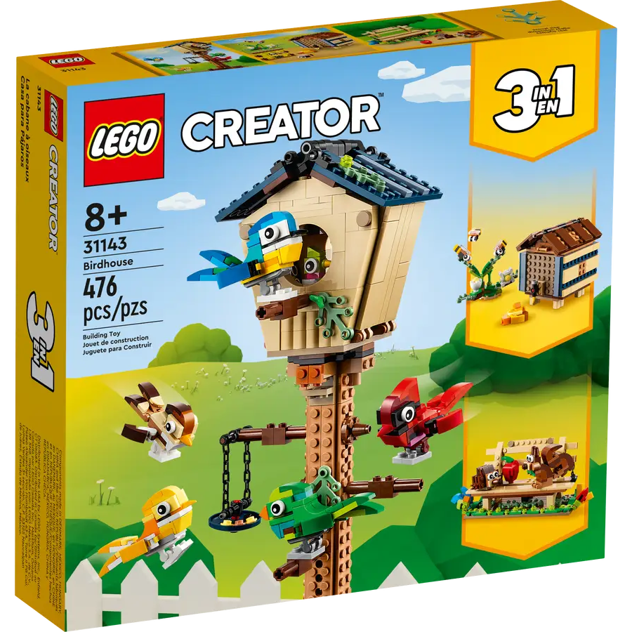 LEGO Creator 31143  Birdhouse 476 Pieces Building Toy 3-In-1 Set for Ages 8+ Years