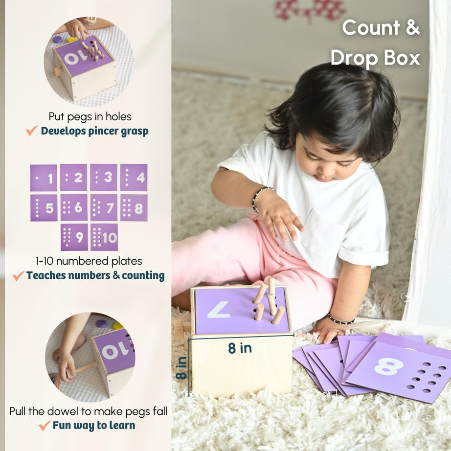 Curious Cub Play & Learn Montessori Kit - Level 11 for 24 Months+, A Curated Box of 10 Engaging Educational Toys to Develop Numeracy, Problem-Solving, and Fine Motor Skills