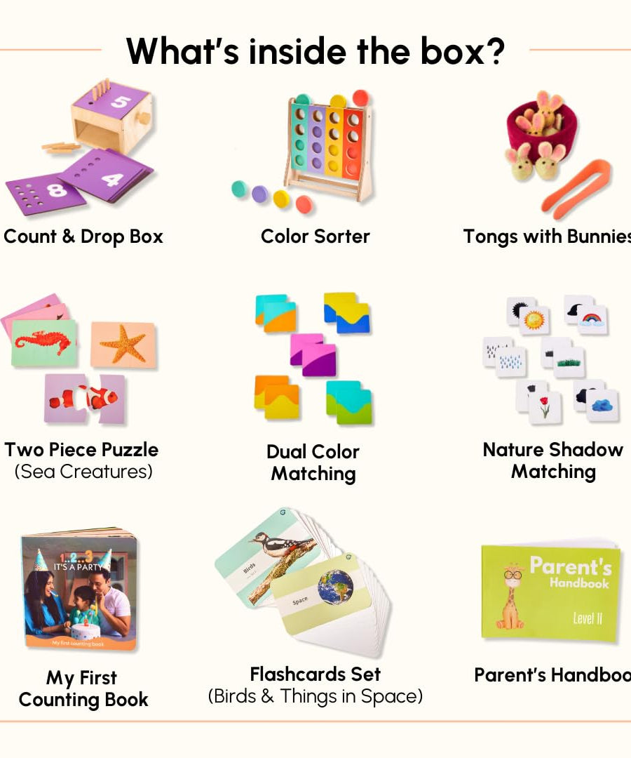 Curious Cub Level 11 Montessori Play & Learn Kit (24 Months+) | Premium 10-Piece Educational Toy Set for Numeracy & Problem-Solving Development - MINIMEE KIDS