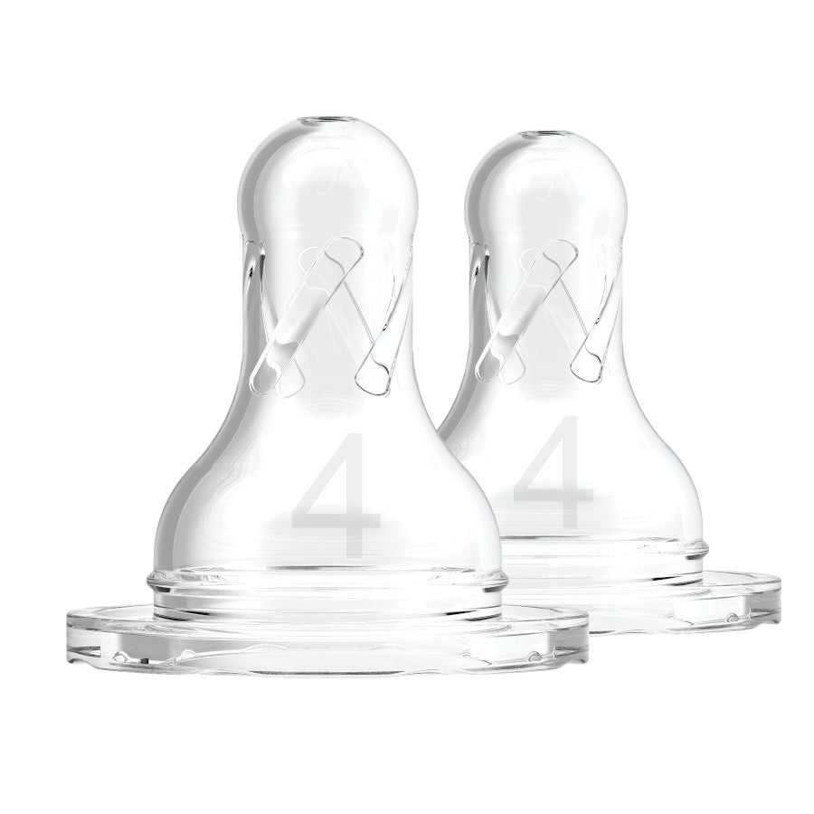Dr Brown's Natural Flow Level 4 Silicone Nipple for Narrow bottles | Pack of 2 Teats