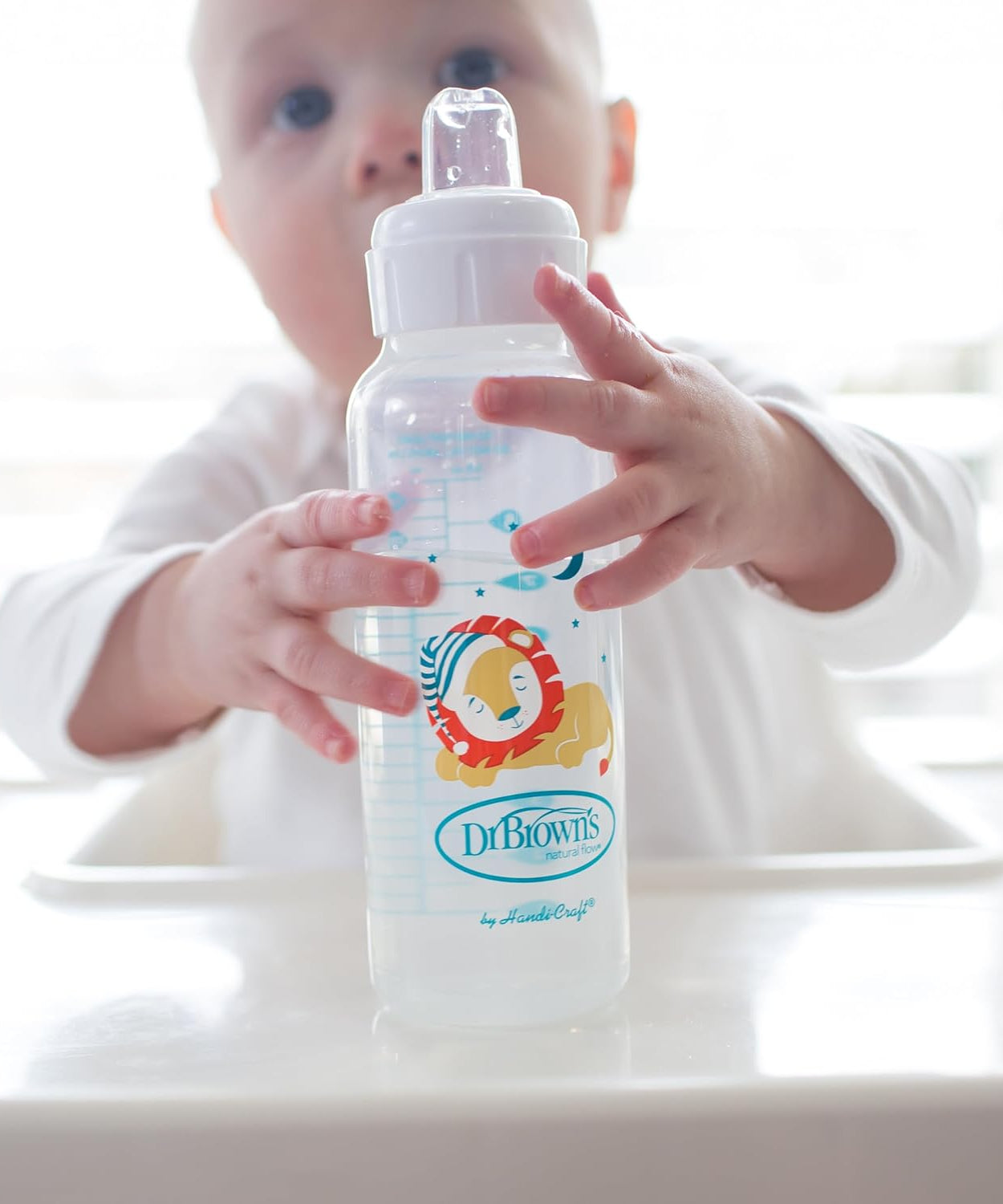 Dr. Brown's Milestones Narrow Sippy Bottle with Soft Silicone Spout - 250mL Lion Design - 6m+ - MINIMEE KIDS