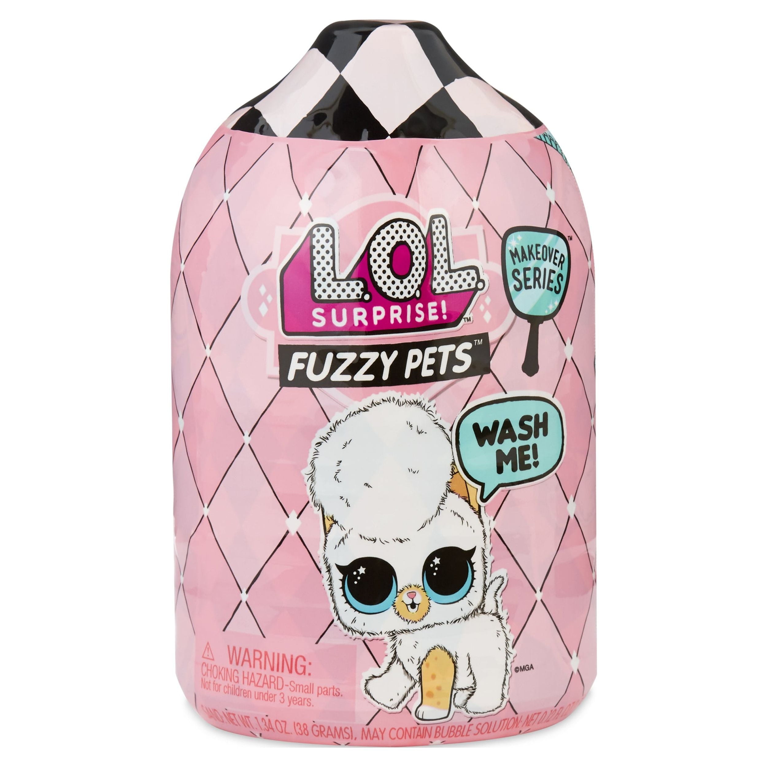 L.O.L. Surprise! Fuzzy Pets – Makeover Series | Washable Colorful Fuzz with 7 Surprises | Unbox, Wash & Reveal Pets in Shampoo Bottle Case