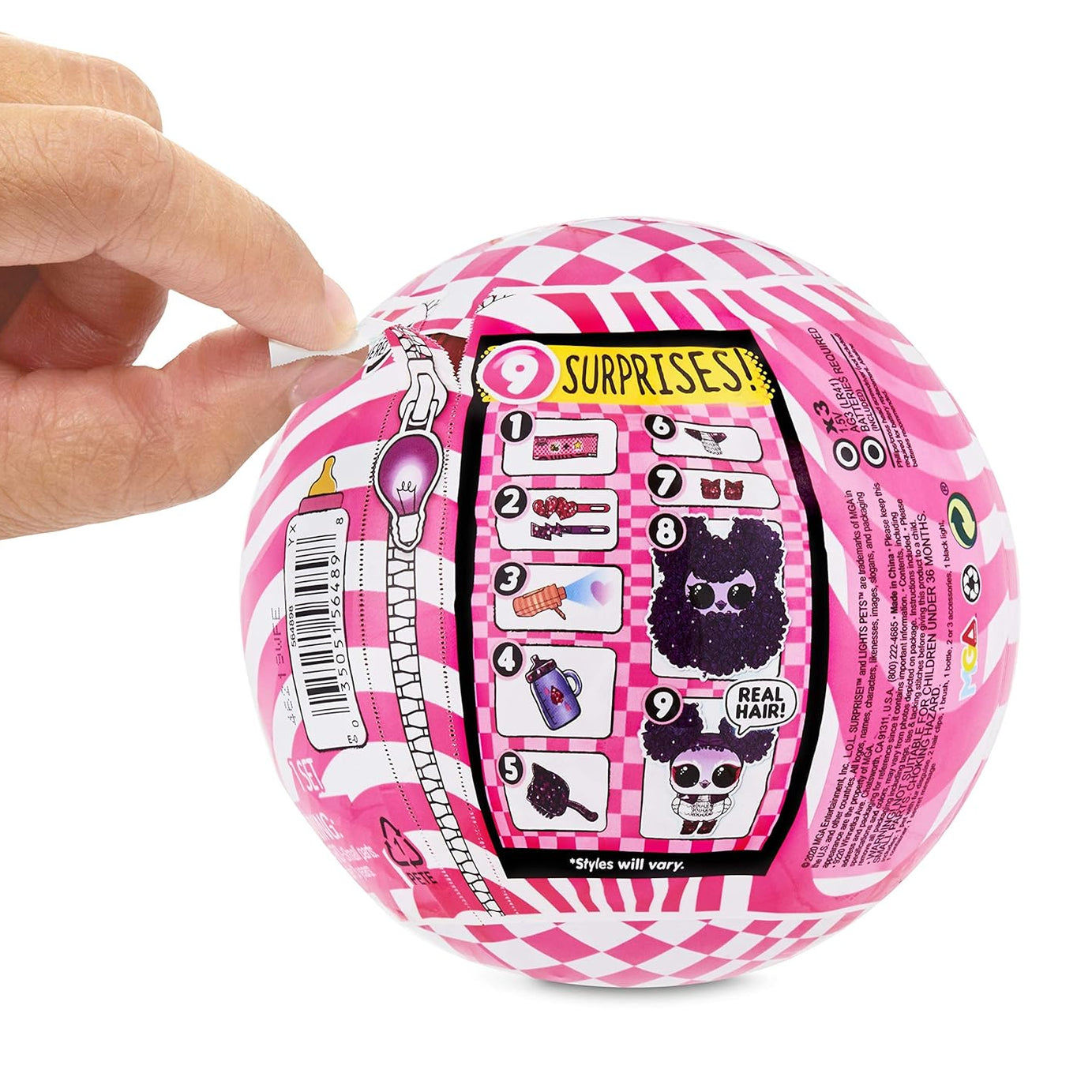 L.O.L. Surprise! Lights Pets with Real Hair & 9 Surprises Including Black Light Surprises - Collect All 12 Pets!