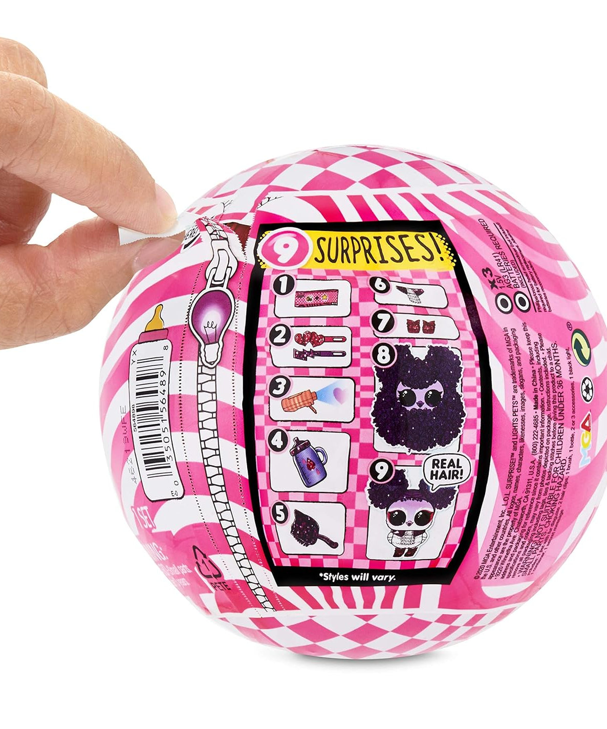 L.O.L. Surprise! Lights Pets with Real Hair & 9 Surprises Including Black Light Surprises - Collect All 12 Pets!