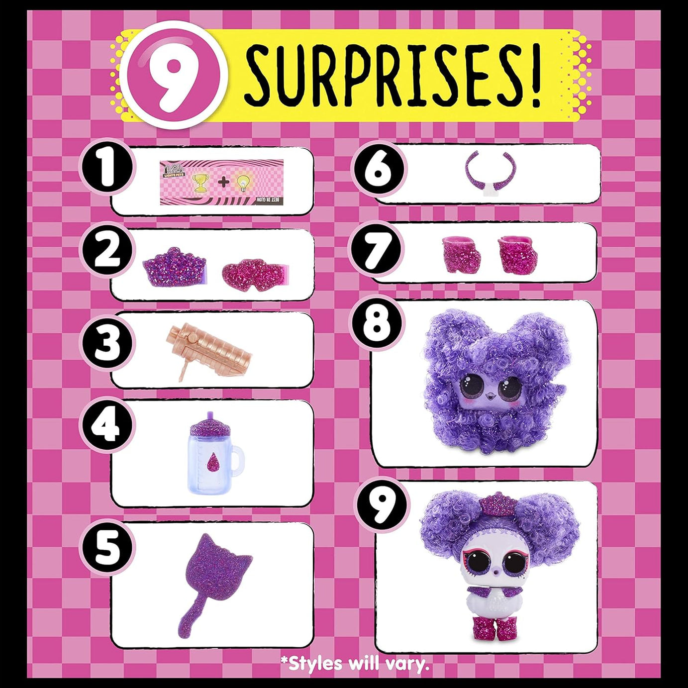 L.O.L. Surprise! Lights Pets with Real Hair & 9 Surprises Including Black Light Surprises - Collect All 12 Pets!