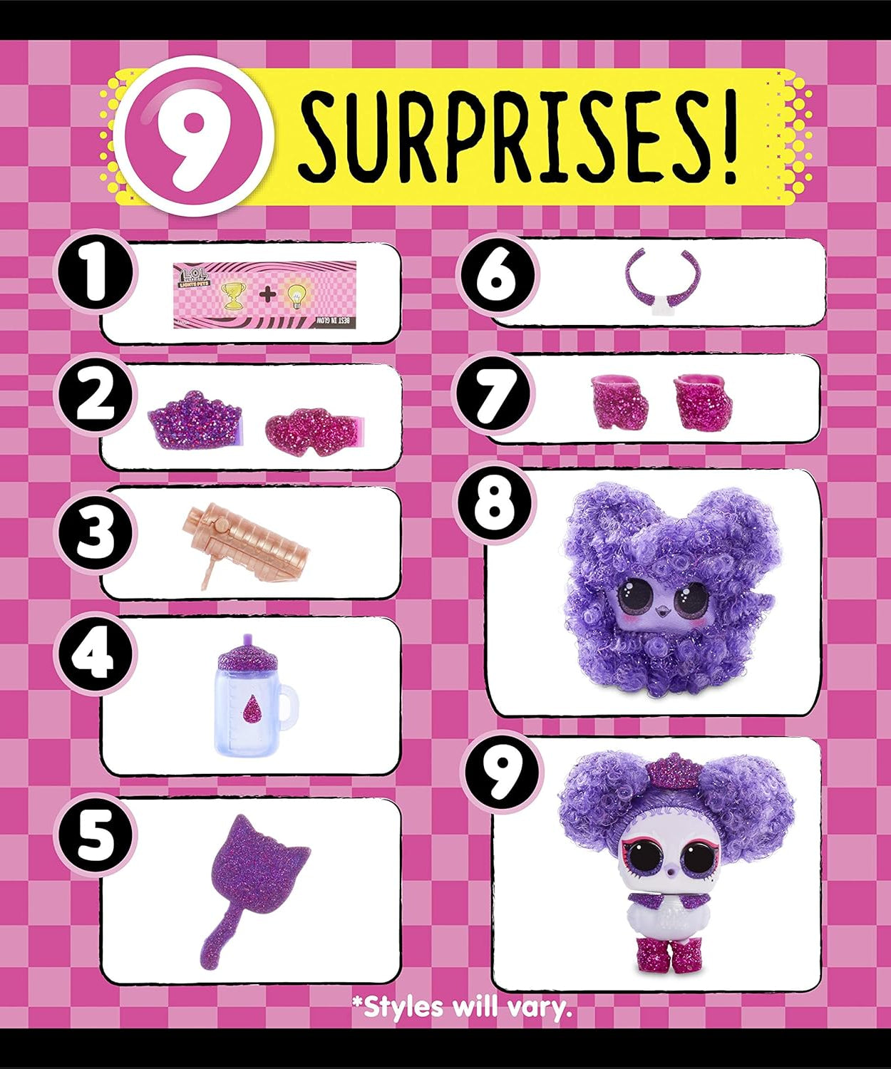 L.O.L. Surprise! Lights Pets with Real Hair & 9 Surprises Including Black Light Surprises - Collect All 12 Pets!