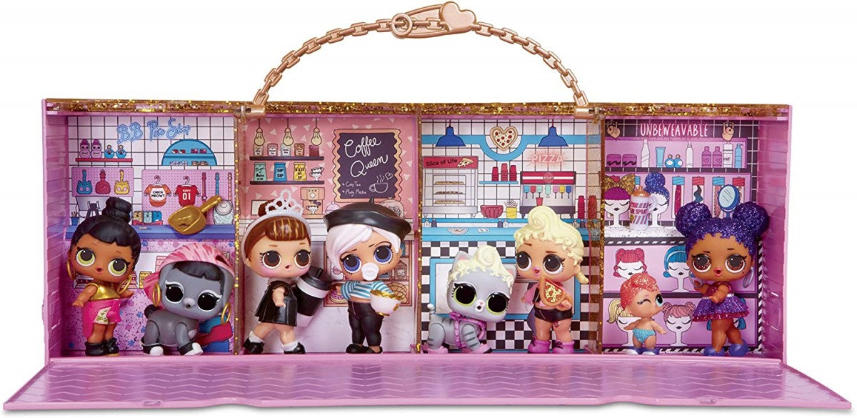 LOL Surprise Mini Shops 3-in-1 Boutique Playset with Exclusive Gold Doll | Display Case, Carry Case & Pretend Play Set for Girls 3+ | Holds 55+ Dolls & Accessories - MINIMEE KIDS