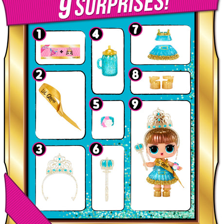 L.O.L. Surprise! Queens Doll – Royal Edition with 9 Surprises | Throne, Tiara, Fashion Accessories | Collectible Ball with Secret Royal Theme | Styles May Vary